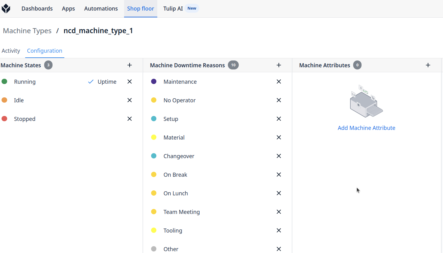 NCD to Tulip Guide - Machine Type Overview