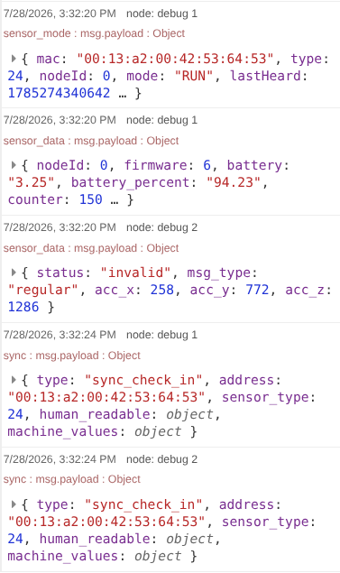 NCD Activity Detect Sensor 24 Config Messages