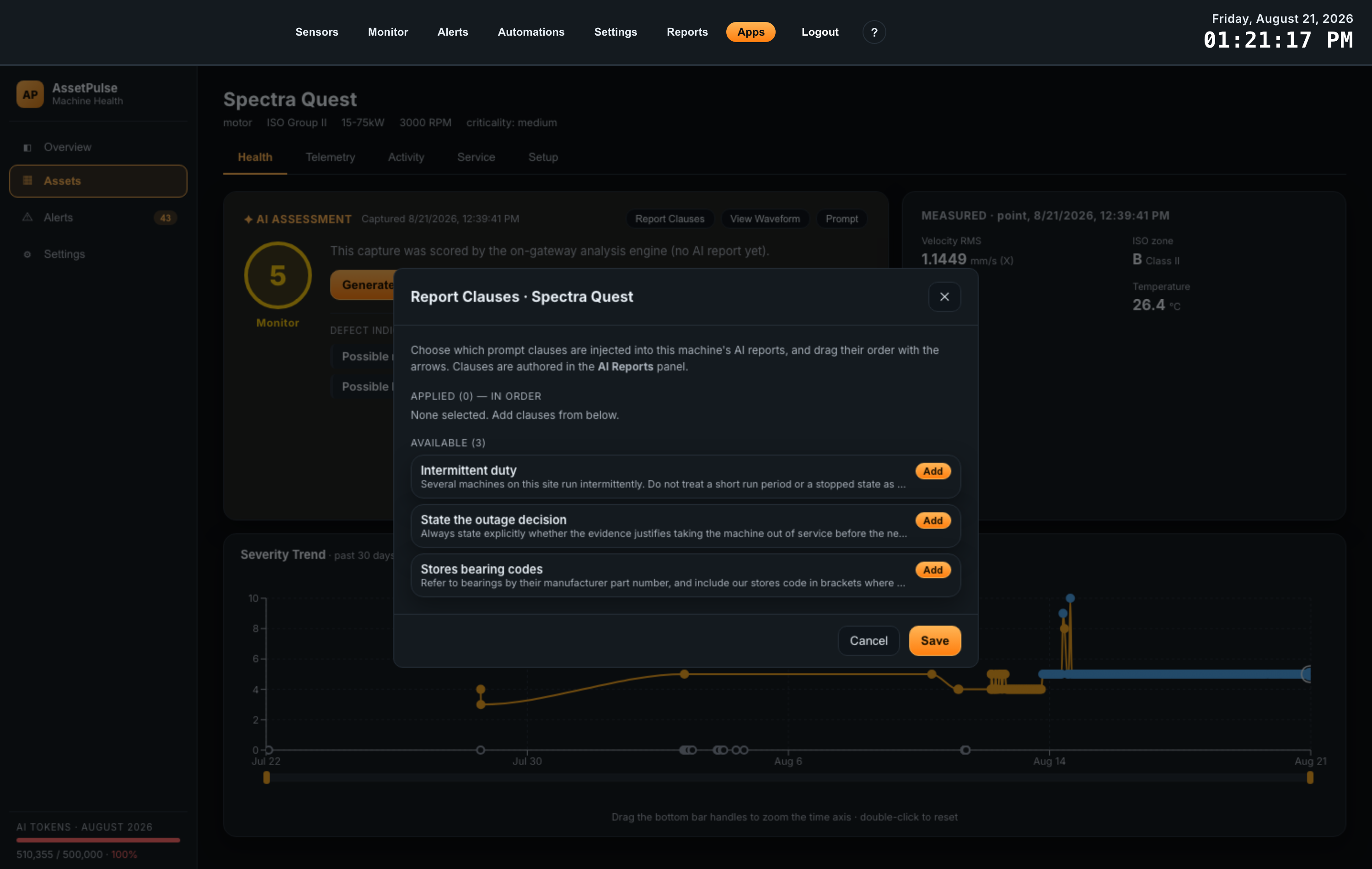 assetpulse atrium app guide 12 report clauses