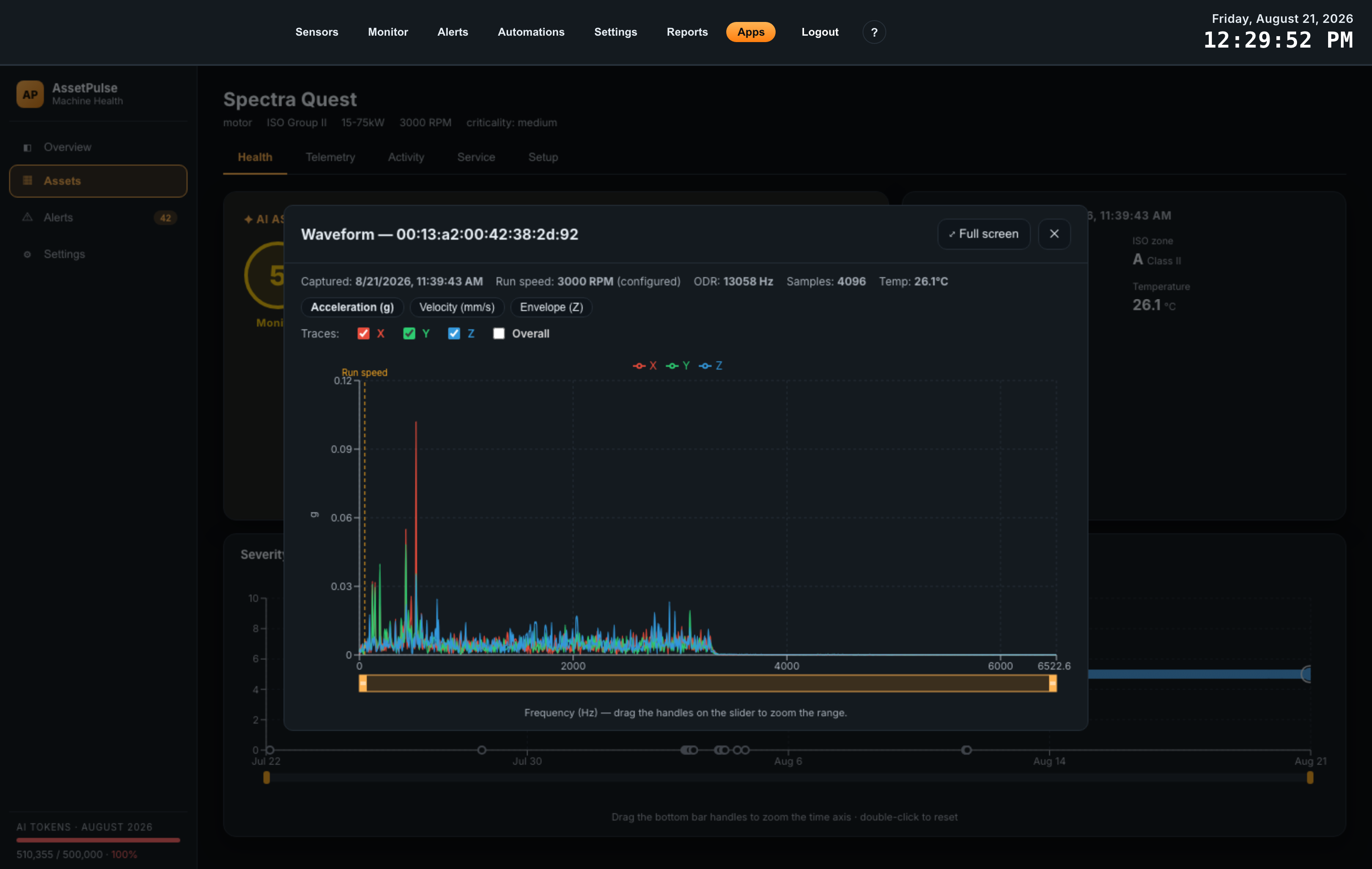 assetpulse atrium app guide 14 waveform acceleration