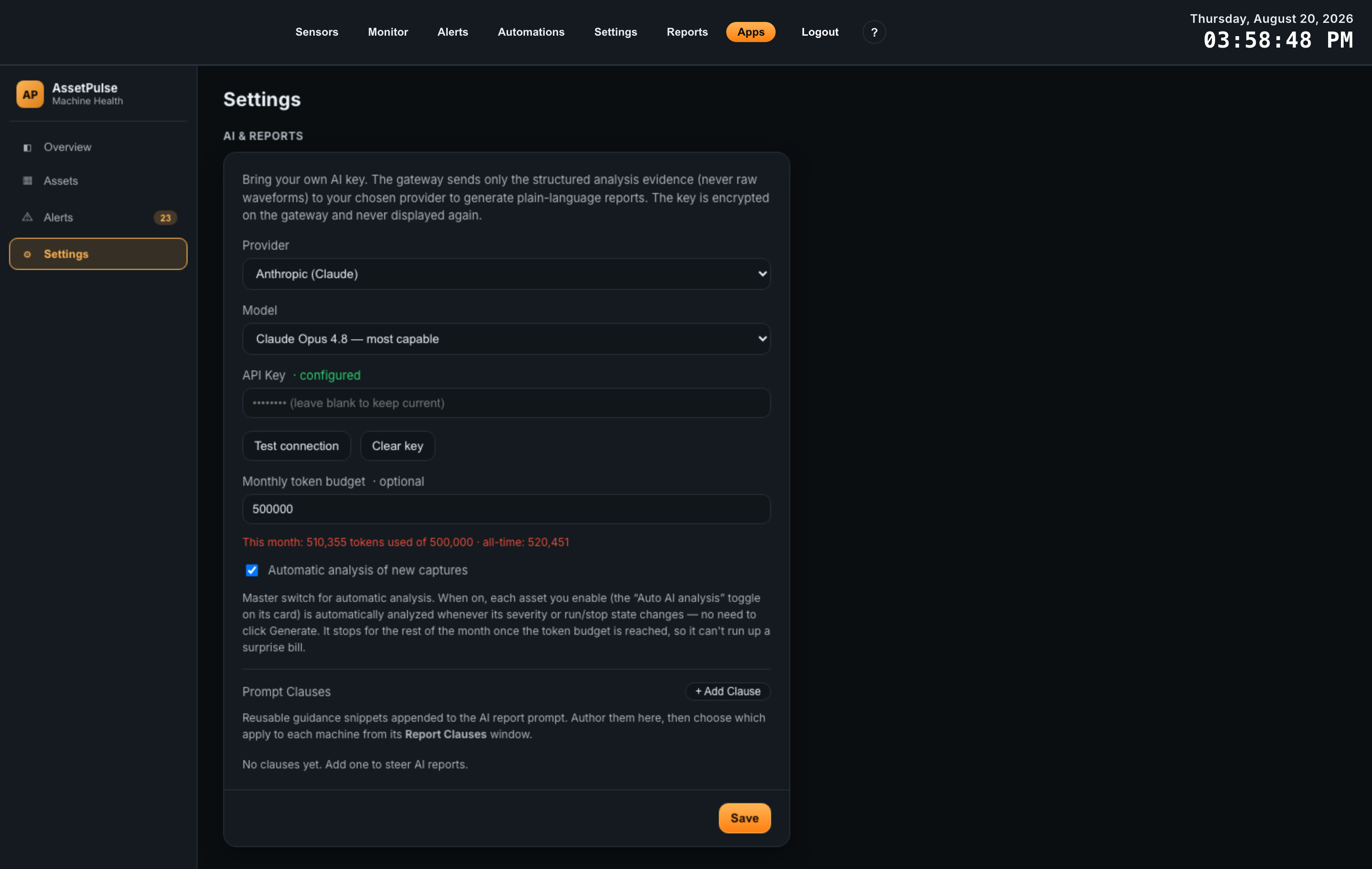 assetpulse atrium app guide 27 settings ai reports
