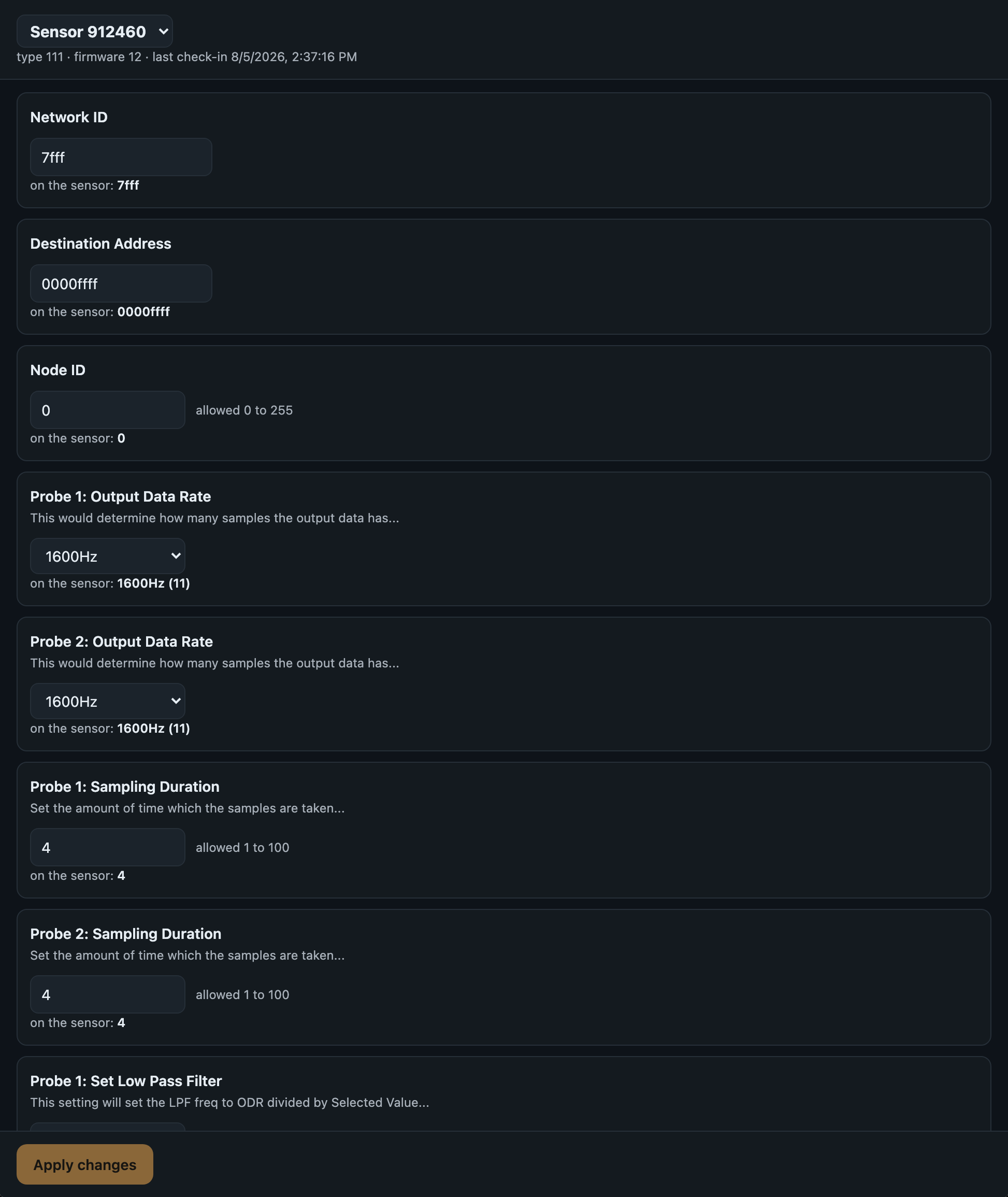 TagoIO > NCD Sensor Configuration > widget